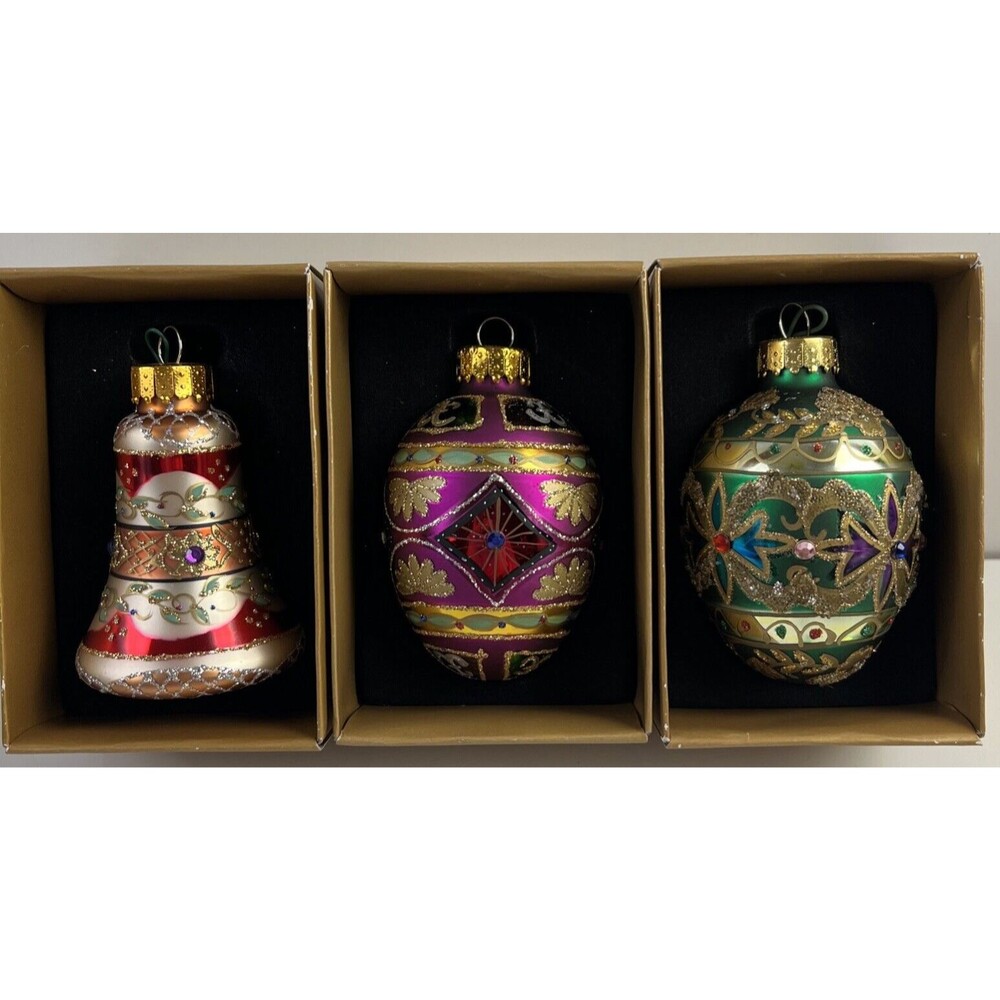 Michaels Treasures Collection Rhinestone Embellished Glass Tree Ornaments 3 (5)